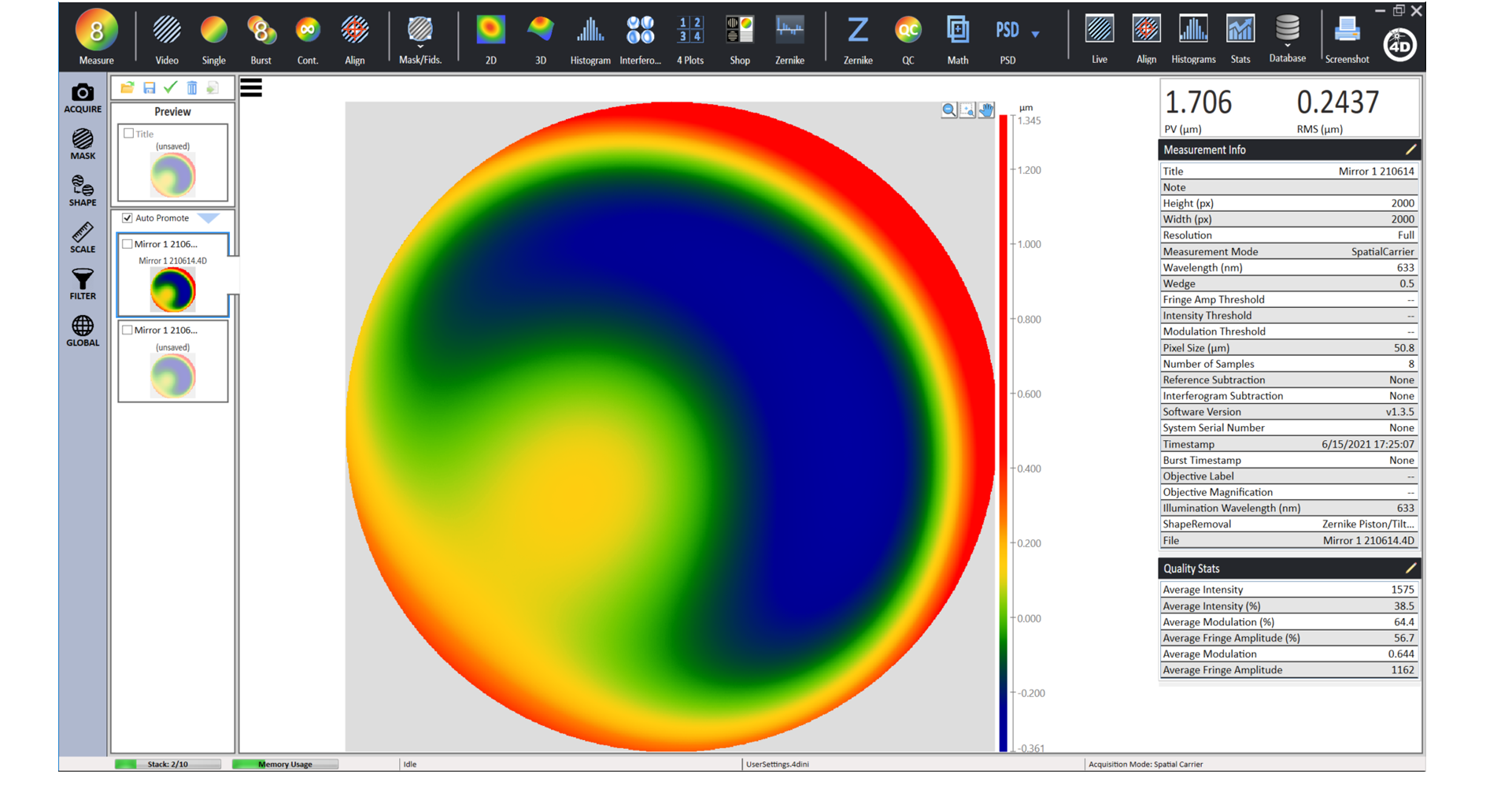 4Sight Focus Inteferometer Analysis Software