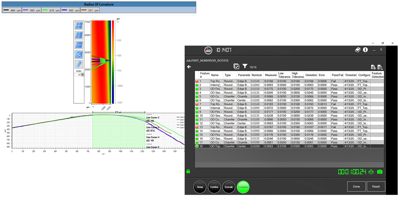 automated measurement software, 4Di InSpec AT cell for automated measurement of surface defects and surface features such as edge break, chamfers, radii